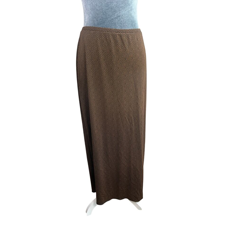 Stretchy Maxi Skirt- side slit- Size XL- Amanda Smith- Brown Black Animal Print